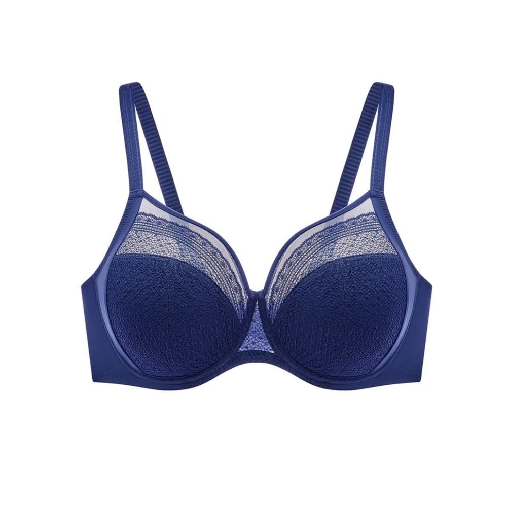 Understance Salvia Flexwire Full Coverage Bra Women 34I Royal Blue Lace Mesh